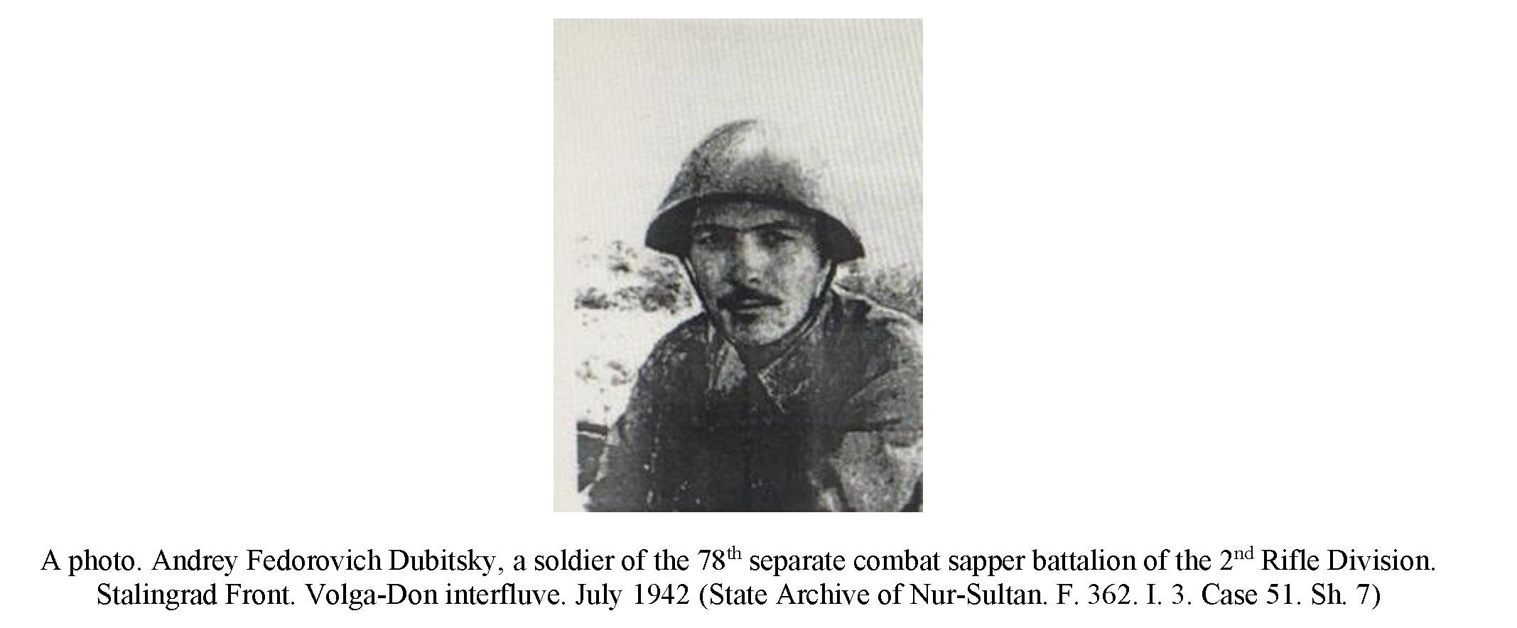 A.F. Dubitsky as a sapper of the 29th Rifle Division: highlights of biography and frontline life (based on the materials of the archive of Nur-Sultan)