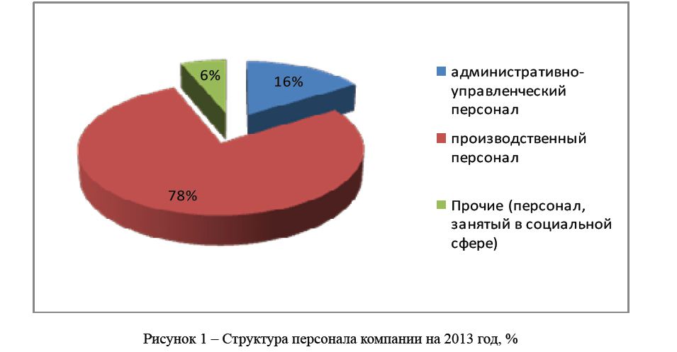 Структура персонала компании на 2013 год, % 