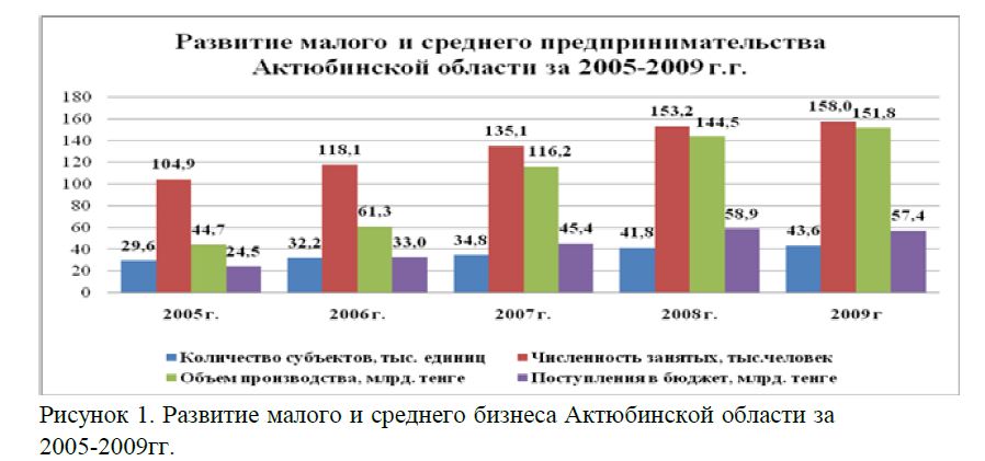 Развитие малого и среднего бизнеса Актюбинской области за 2005-2009гг.