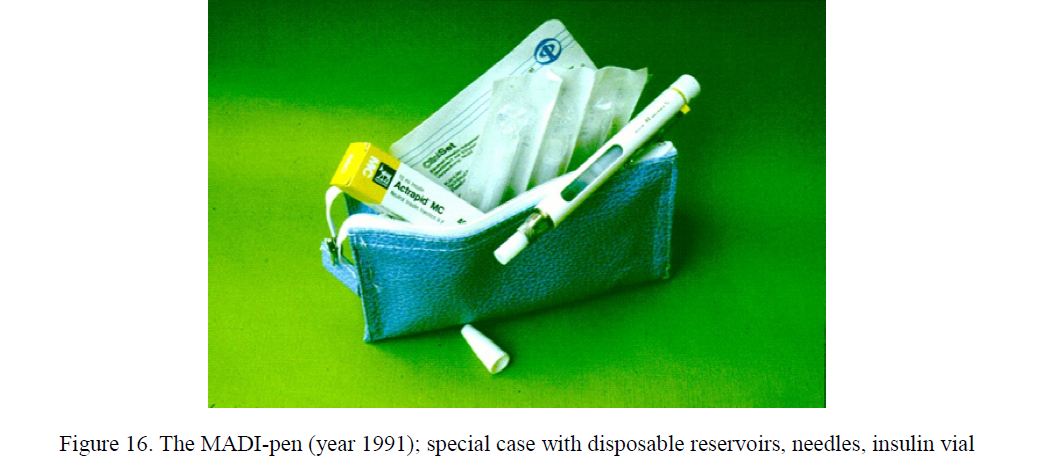 The MADI-pen (year 1991); special case with disposable reservoirs, needles, insulin vial