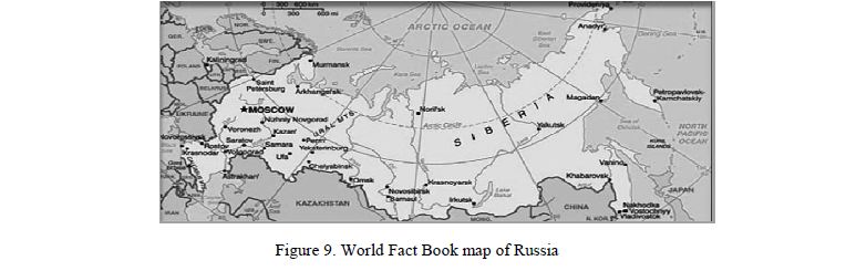 World Fact Book map of Russia