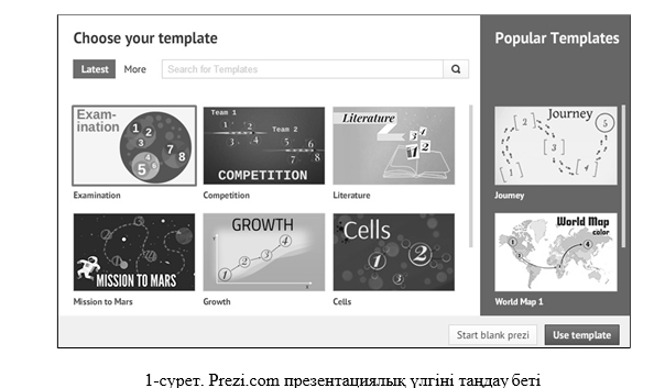Prezi.com веб-сервисін қолданып мультимедиалық материалдарды өңдеу